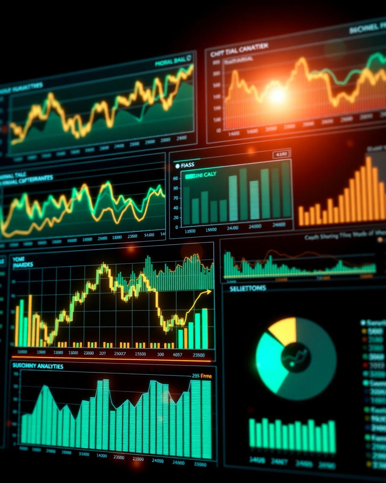 Multi-panel financial analytics dashboard